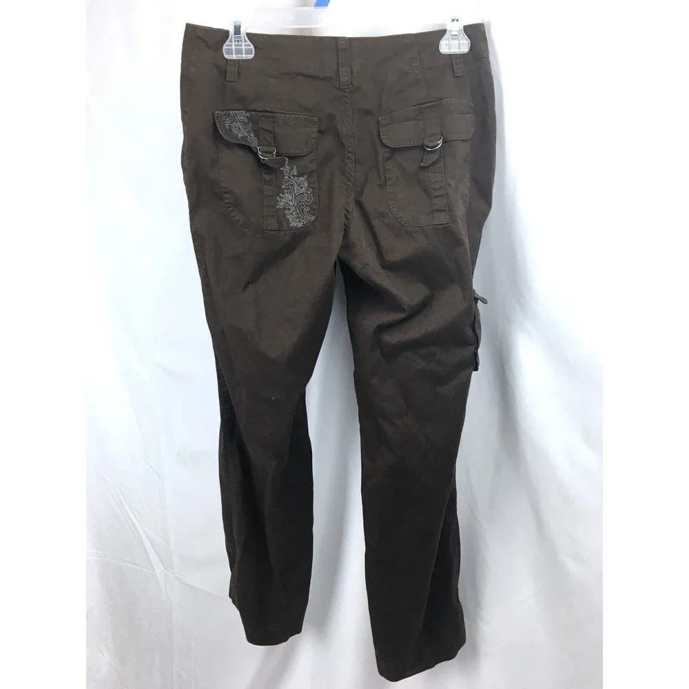 Title Nine 9 Women Size 4 Bown Pants‎ Embroidery Pockets Cotton - Picture 3 of 5